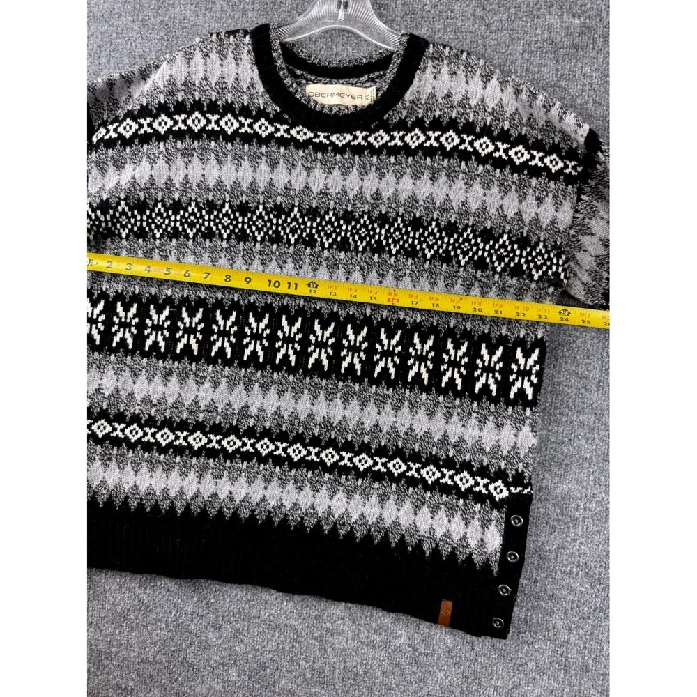 Obermeyer Men Sweater XL Fair Isle Ski Knit Nordic Argyle Prep Winter Black Crew
